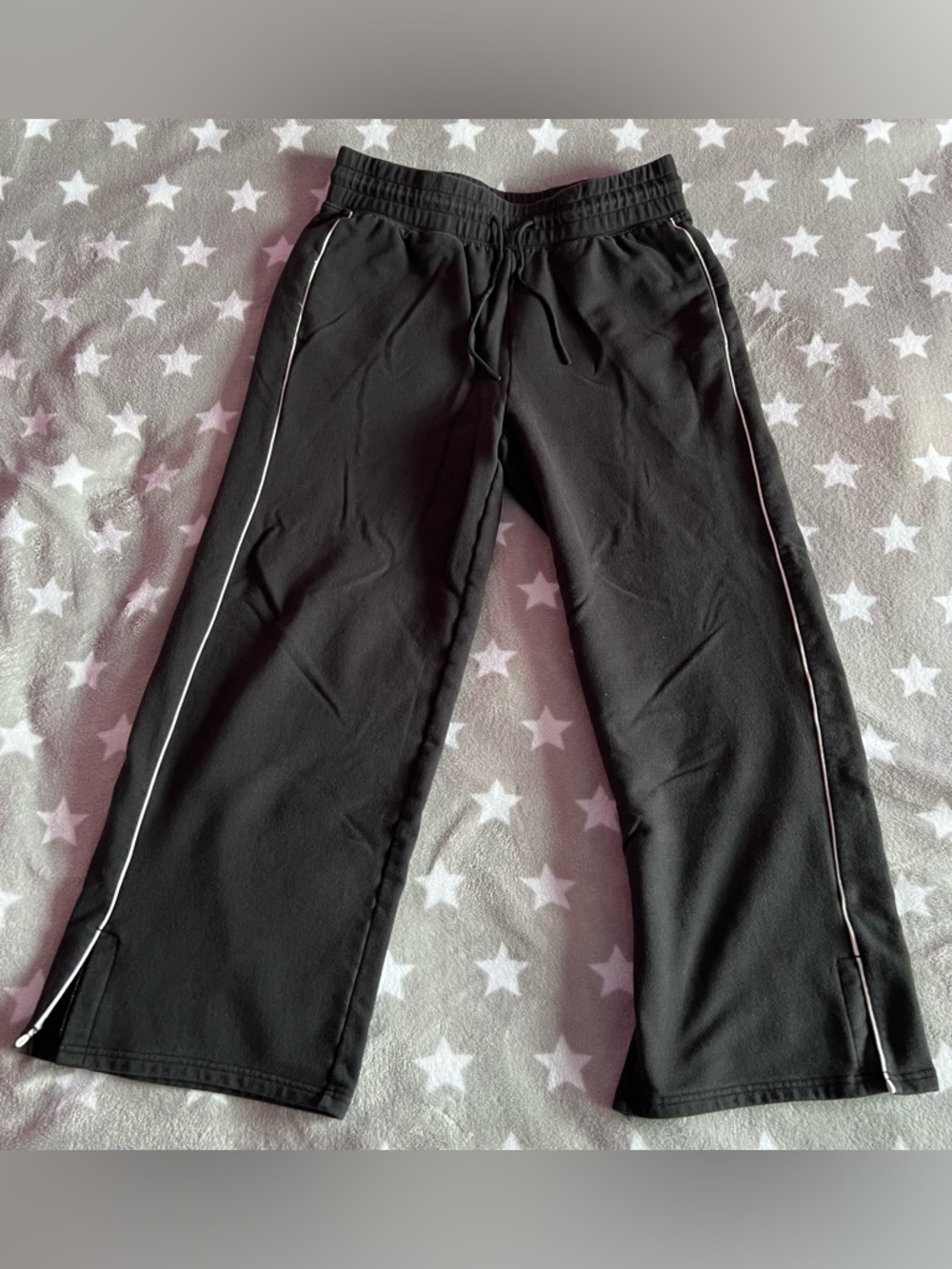 Yogalicious Black Wide Leg Sweatpants with White Trim